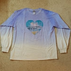 NASA Fly Me to the Moon Long-Sleeve Tshirt LG Blue